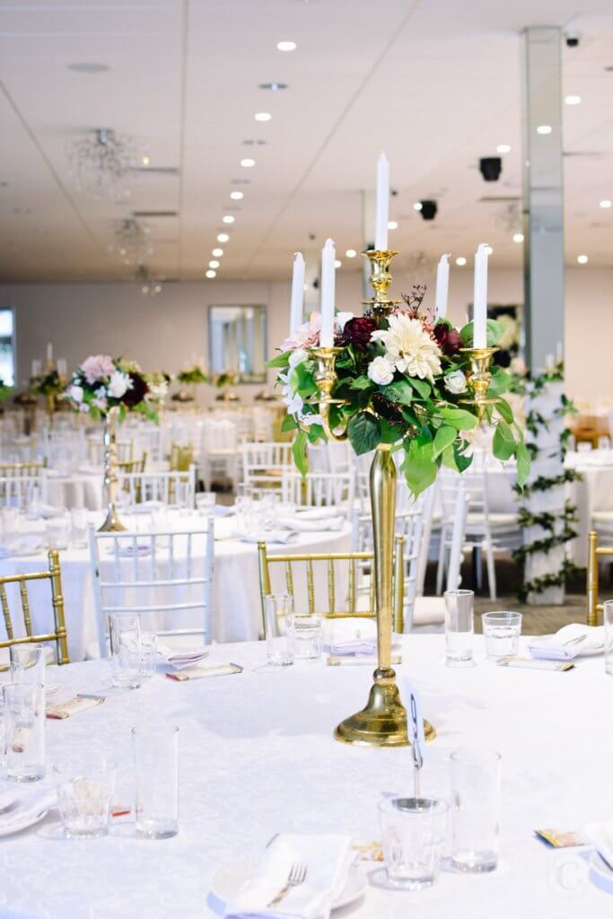 Gold 5 Arm Candelabra with florals